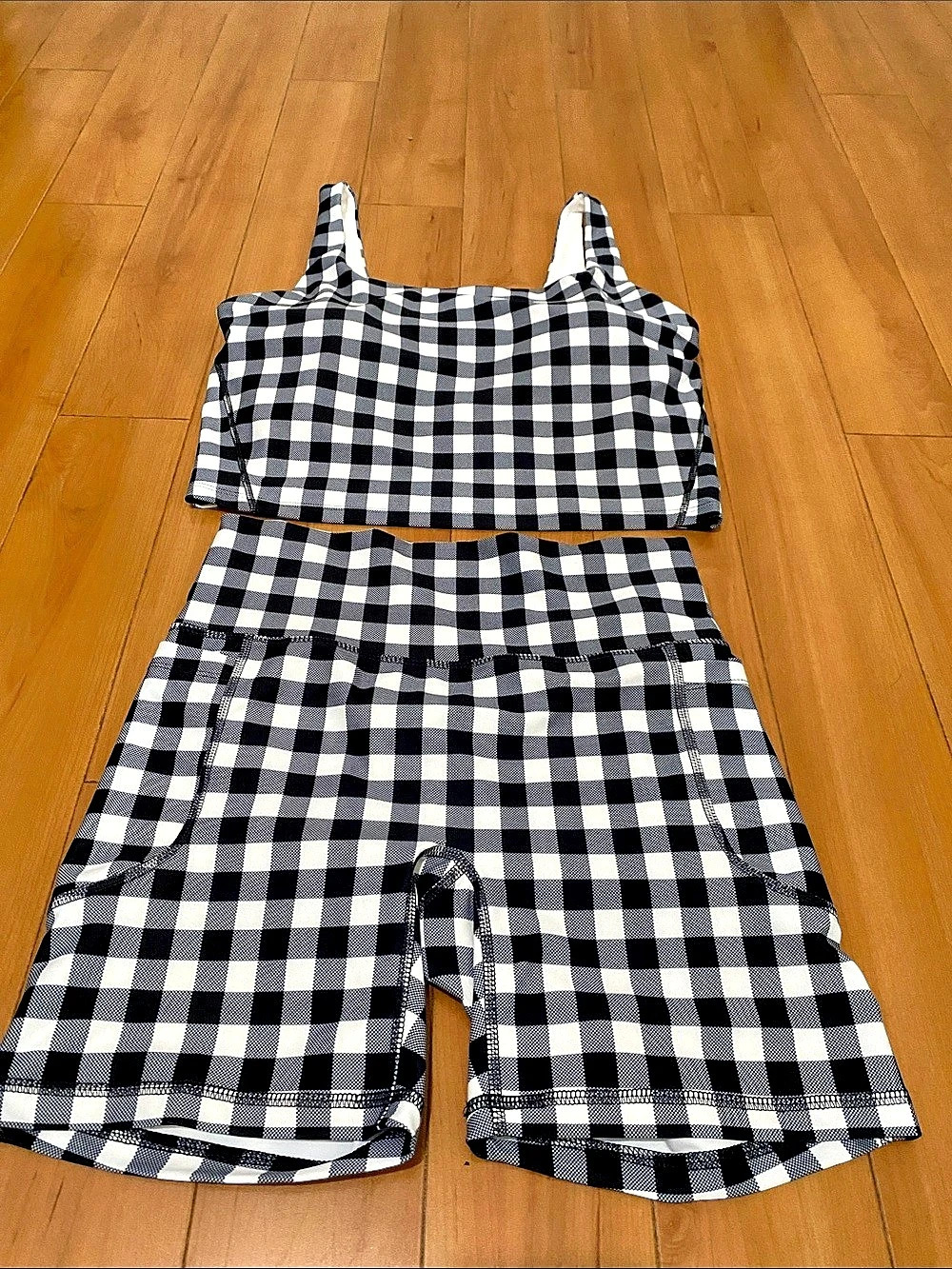 Old Navy PowerSoft Boundless Gingham Matching Set Black & White